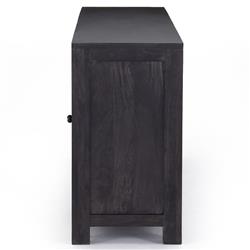 Kashton Mid Century Black Wash Mango Wood Arched Cane 4 Door Sideboard|