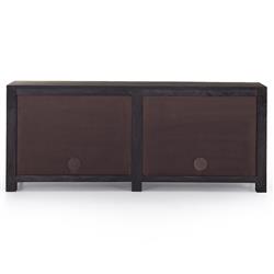Kashton Mid Century Black Wash Mango Wood Arched Cane 4 Door Sideboard|