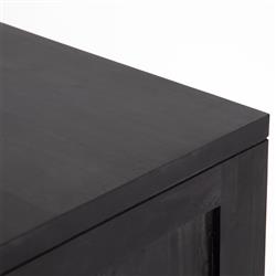 Kashton Mid Century Black Wash Mango Wood Arched Cane 4 Door Sideboard|