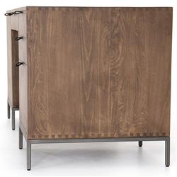 Theodore Industrial Loft Brown Wood Black Leather Pull Office Desk|