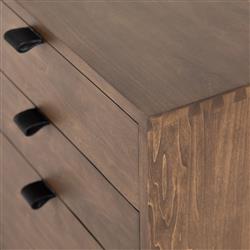 Theodore Industrial Loft Brown Wood Black Leather Pull Office Desk|