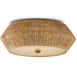 Rica Coastal Beach Brown Rattan Flush Mount|