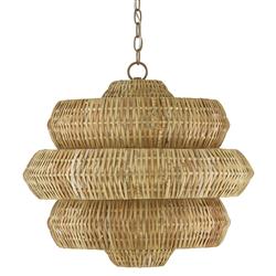 Rica Coastal Beach Brown Rattan 3 Tier Chandelier - Small|