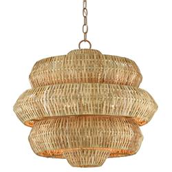 Rica Coastal Beach Brown Rattan 3 Tier Chandelier - Small|