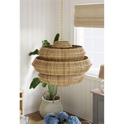 Rica Coastal Beach Brown Rattan 3 Tier Chandelier - Small|