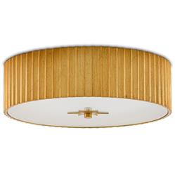 Farah Hollywood Regency Gold Frame White Frosted Glass Flush Mount|