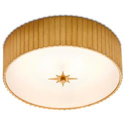 Farah Hollywood Regency Gold Frame White Frosted Glass Flush Mount|