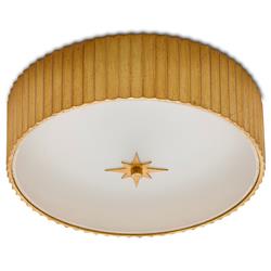 Farah Hollywood Regency Gold Frame White Frosted Glass Flush Mount|