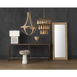 Mara Coastal Beach Brown Abaca Rope Clear Glass Floor Mirror|