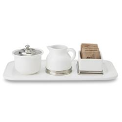 MATCH Modern Convivio White Ceramic Pewter Base Sugar Packet Holder|