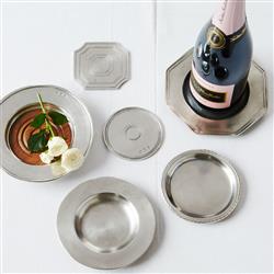 MATCH Modern Pewter Octagonal Coaster - Set of 2|