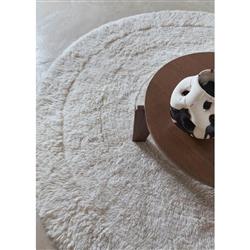 Arctic Circle Modern White Wool Shag Washable Rug - 8'2" Round|