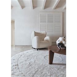 Arctic Circle Modern White Wool Shag Washable Rug - 8'2" Round|