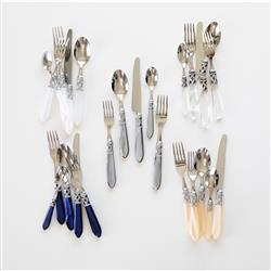Aladdin Brilliant Modern Cream Acrylic 5 Piece Flatware Place Setting|