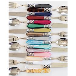 Aladdin Brilliant Modern Cream Acrylic 5 Piece Flatware Place Setting|