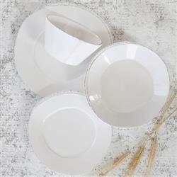 Lastra Modern White Ceramic 4-Piece Place Setting|