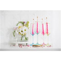Rainbow Modern Classic Assorted Champagne Flute Glass - Set of 4|