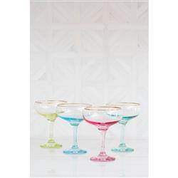 Rainbow Modern Classic Assorted Coupe Champagne Glass - Set of 4|