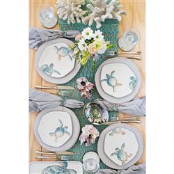 Tartaruga Coastal White Ceramic Assorted Salad Plate - Set of 4|