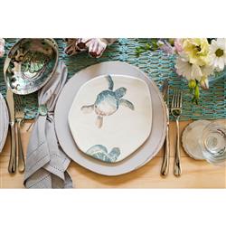 Tartaruga Coastal White Ceramic Assorted Salad Plate - Set of 4|