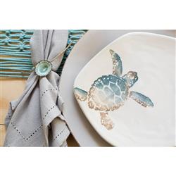 Tartaruga Coastal White Ceramic Assorted Salad Plate - Set of 4|