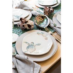 Tartaruga Coastal White Ceramic Assorted Salad Plate - Set of 4|
