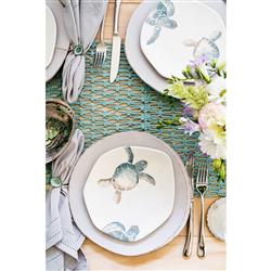 Tartaruga Coastal White Ceramic Assorted Salad Plate - Set of 4|