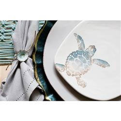 Tartaruga Coastal White Ceramic Assorted Salad Plate - Set of 4|