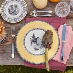 Audun Chasse French Country Yellow Porcelain Dinner Plate|