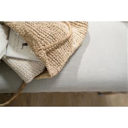 Sara French Country Grey Upholstered Brown Wood Bedroom Bench|