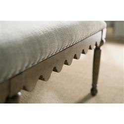 Sara French Country Grey Upholstered Brown Wood Bedroom Bench|