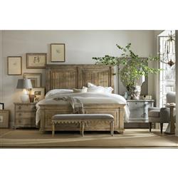 Sara French Country Grey Upholstered Brown Wood Bedroom Bench|