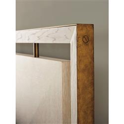 Post Ranch French White Veneer Wood Brass Metal Headboard - Queen|