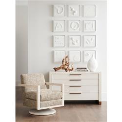 Tehama Regency Winter White Oak Wood Brass Metal Single Dresser|