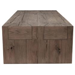 Brissy Rustic Lodge Brown Oak Wood Rectangular Coffee Table|
