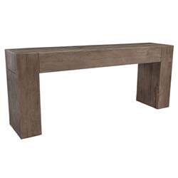Brissy Rustic Lodge Brown Oak Wood Rectangular Console Table|
