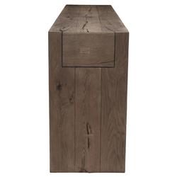 Brissy Rustic Lodge Brown Oak Wood Rectangular Console Table|