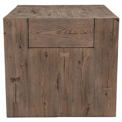Brissy Rustic Lodge Brown Oak Square End Table|