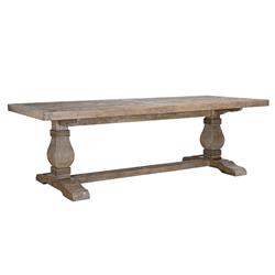 Becille French Country Light Brown Pine Wood Rectangular Dining Table - 94"W|