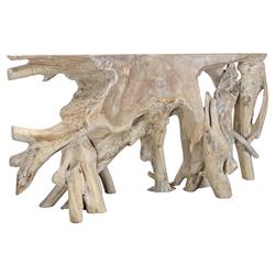 Prescy Coastal Beach Natural Teak Wood Root Console Table - Small|