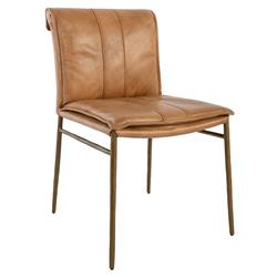 Marissa Industrial Tan Upholstered Leather Gold Iron Dining Chair - Set of 2|