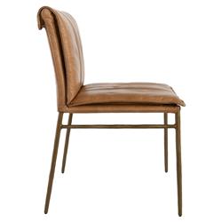 Marissa Industrial Tan Upholstered Leather Gold Iron Dining Chair - Set of 2|