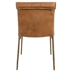 Marissa Industrial Tan Upholstered Leather Gold Iron Dining Chair - Set of 2|