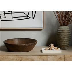 Phil Rustic Lodge Brown Wood Decorative Round Bowl|