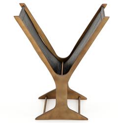 Fely Rustic Lodge Brown Aluminum Frame Black Faux Leather Magazine Rack|