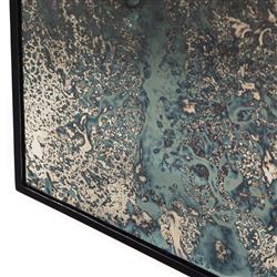 Ponce Industrial Loft Black Iron Frame Acid Wash Glass Rectangular Floor Mirror|