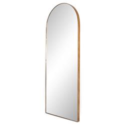 Rinna Industrial Loft Gold Aluminum Frame Clear Glass Arched Floor Mirror|