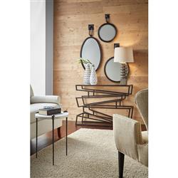 Leland Modern Classic Brown Iron Round Wall Mounted Mirror|
