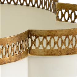 Tindra French Country Cream Iron Quatrefoil Cachepot - Small|