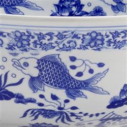 Orla Global Bazaar Blue Accent White Porcelain Fish Bowl|